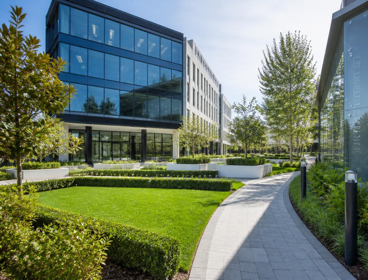 Grounds and gardens that lift a building